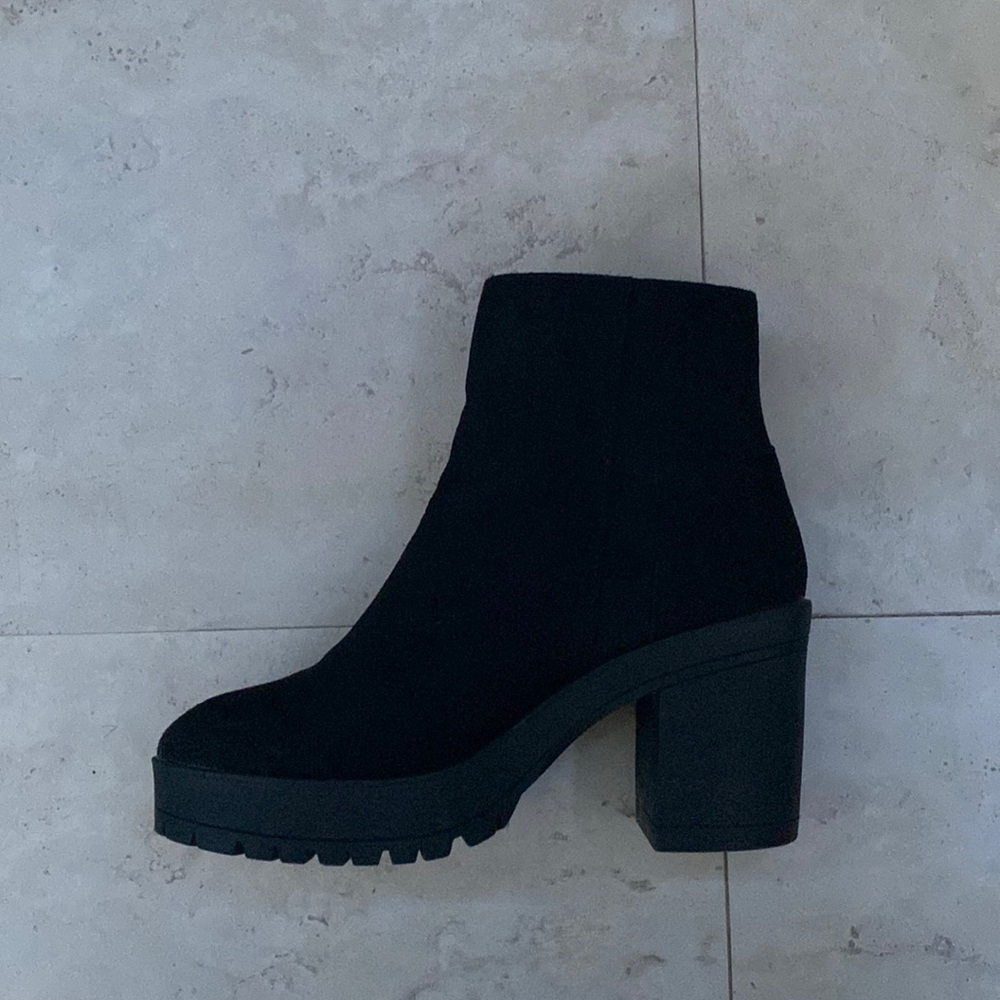 Black heeled ankle suede boots